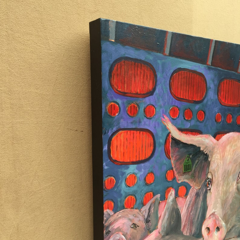 Vegan Art Animal Rights Art Pig Painting Original One of a | Etsy