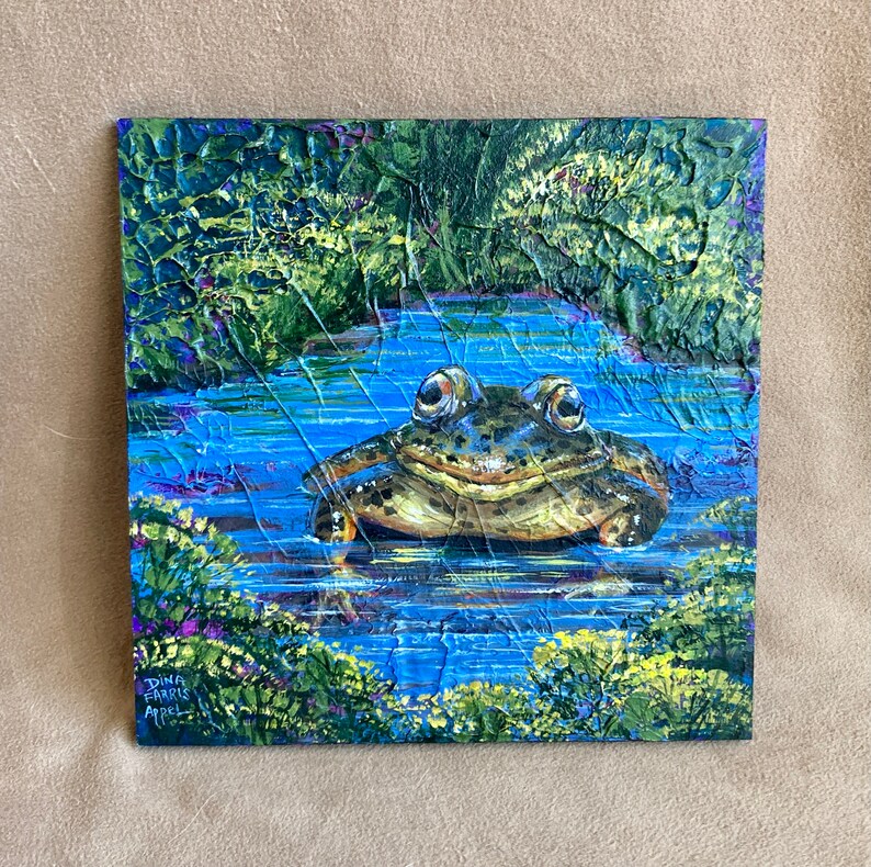 Frog Painting, Frog Art // One of A Kind Painting on Wood Panel / NOT A PRINT// California Wildlife, Bild 7