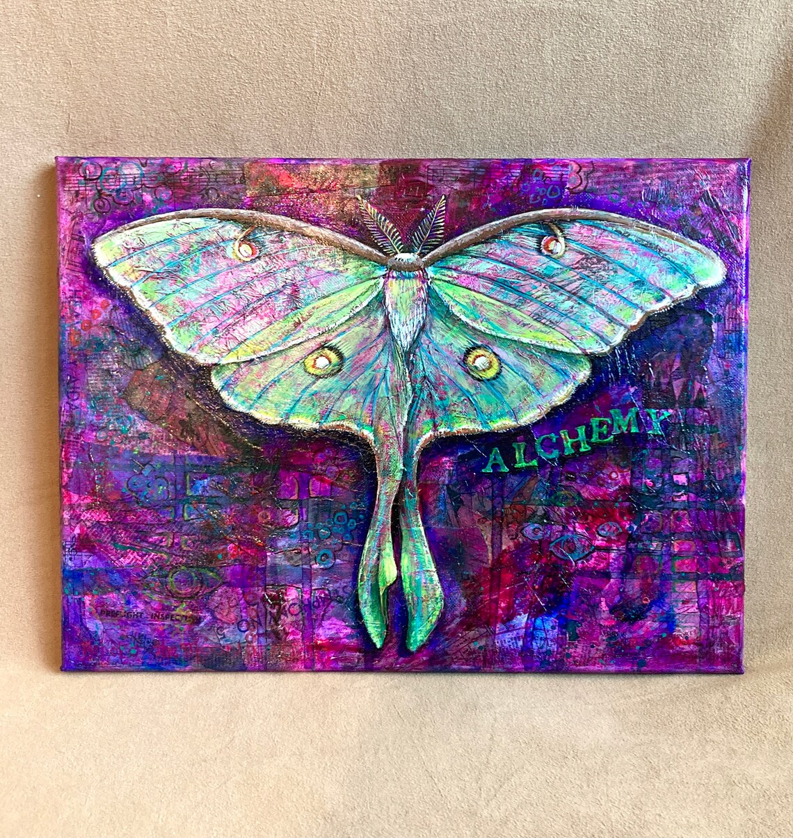 Luna Moth Art Luna Moth Painting on Canvas Original One of | Etsy