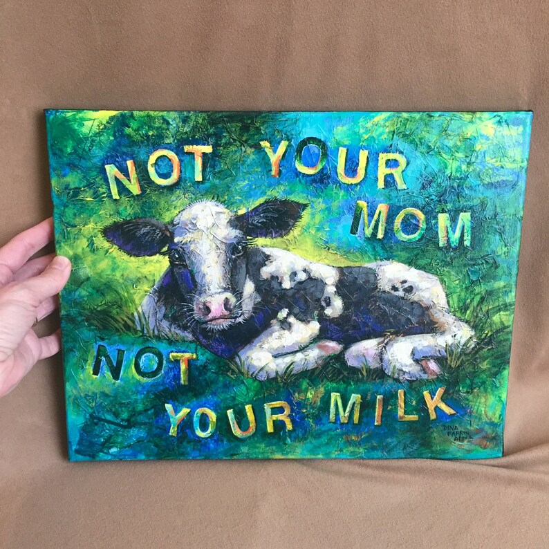 Vegan Painting Vegan Art Acrylic on Canvas Original Animal Etsy