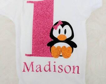 First Birthday Penguin bodysuit