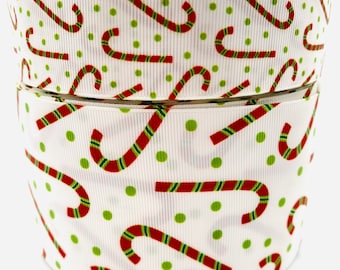 Candy Cane Grosgrain Ribbon, Holiday Craft Supply (3-yard)