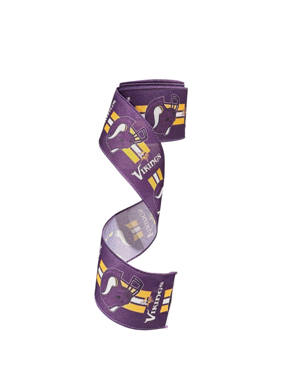2.5 Inch Wired Vikings Football Sports Team Ribbon (sold in 10 Yard ...
