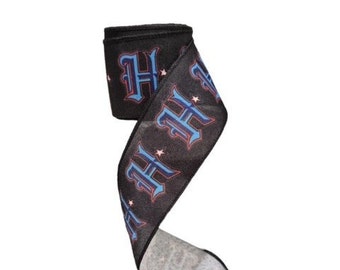 Texans Football Ribbon, 2.5 Inch, Black Sports Team Ribbon (10 Yard Roll)