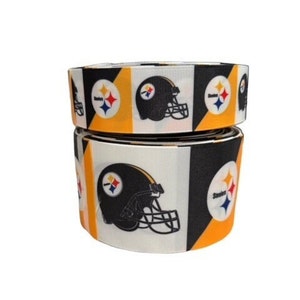 1.5 " and 3"  Wide Pittsburgh Steelers Printed Grosgrain Hair Bow Ribbon