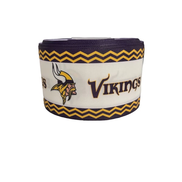 3" Wide Vikings Football Printed Grosgrain Hair Bow Ribbon