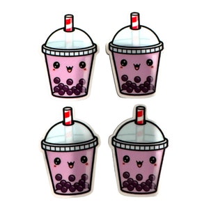 4 Quantity - Glossy Flat Back Bubble or Bo Boa Tea Drink Resins for Hair Bows or Crafts