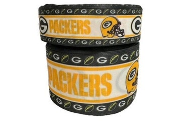 3" and 1.5" Wide Green Bay Packers Printed Grosgrain Hair Bow Ribbon