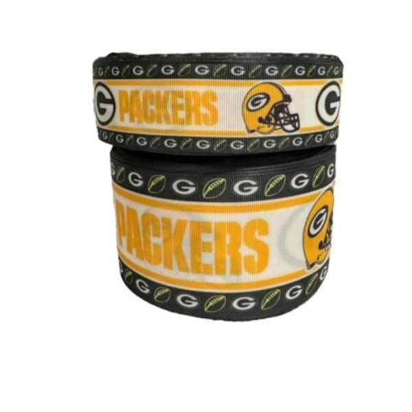 3" and 1.5" Wide Green Bay Packers Printed Grosgrain Hair Bow Ribbon