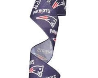 2.5 Inch Wired Patriots Football Sports Team Ribbon (sold in 10 yard roll)