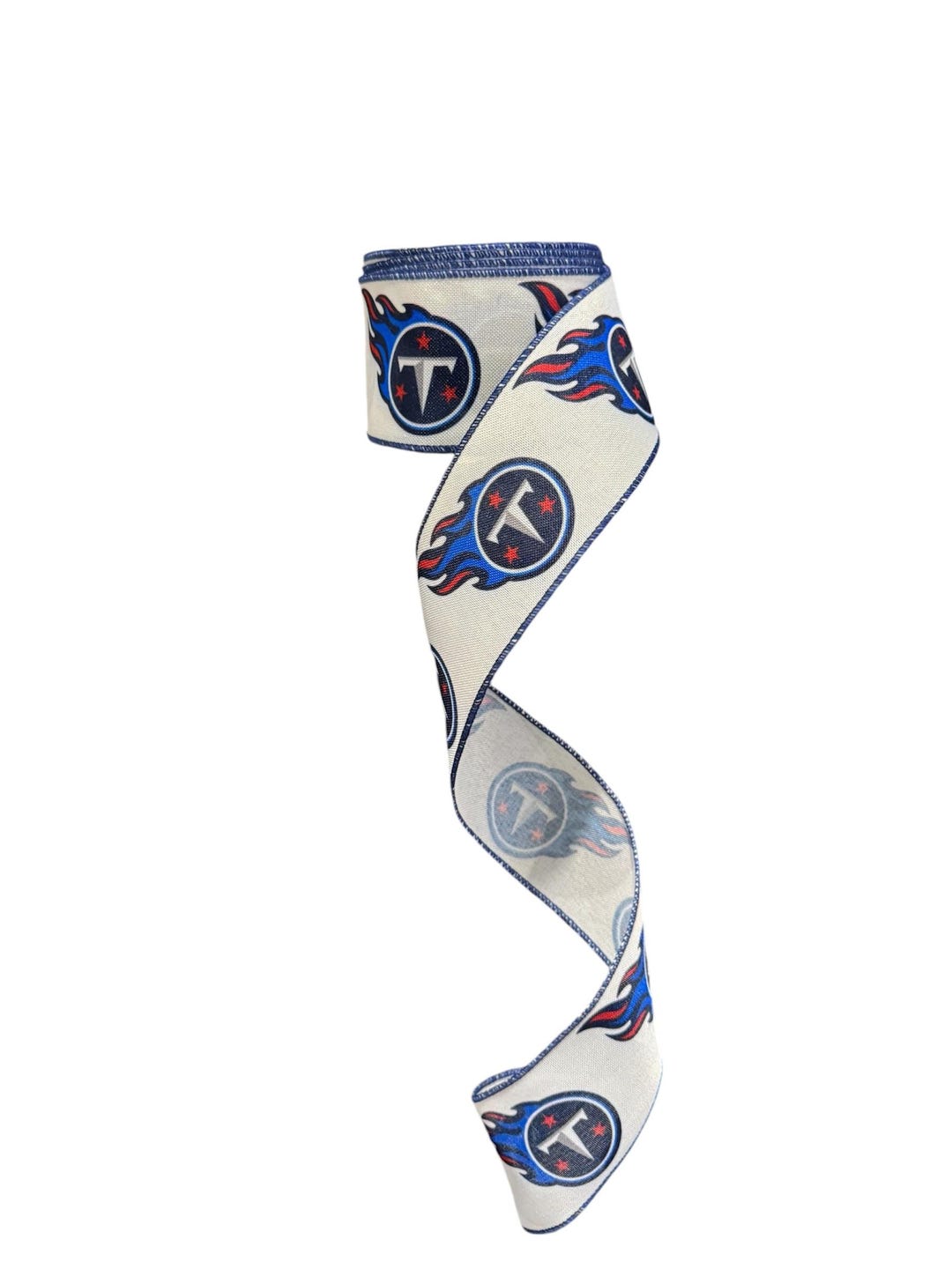 2.5 Inch Wired Titans Football on White Sports Team Ribbon (sold in 10 ...