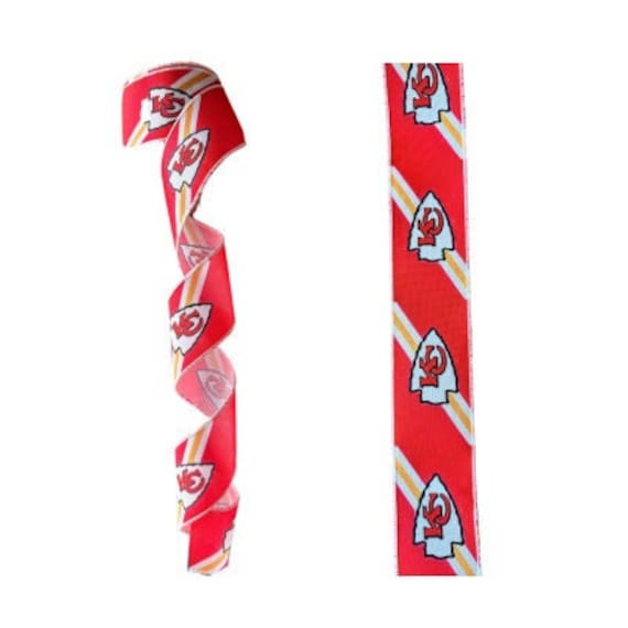 2.5 Inch Wired Chiefs Football Sports Team Ribbon (sold in 10 yard roll)