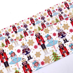 1.5" and 3" Wide Holiday Soldier Nutcracker and Trees Printed Grosgrain Hair Bow Ribbon for Crafts