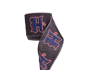 Texans Football Ribbon, 2.5 Inch Wired Sports Team Ribbon (10 Yard Roll)