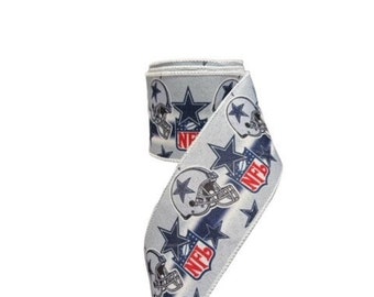 2.5 Inch Wired Cowboy Stars Football Sports Team Ribbon (sold in 10 yard roll)