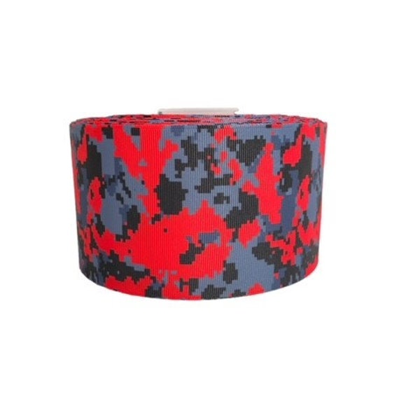 3" Wide Red Black Gray Camo Printed Grosgrain Cheer Bow Ribbon