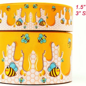 Honey Bees Printed Grosgrain Ribbon, Cheer Bow Ribbon (3 Yard)