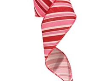 2.5 Inch Wired Christmas Candy Canes on Grosgrain Canvas (sold in 10 yard roll)