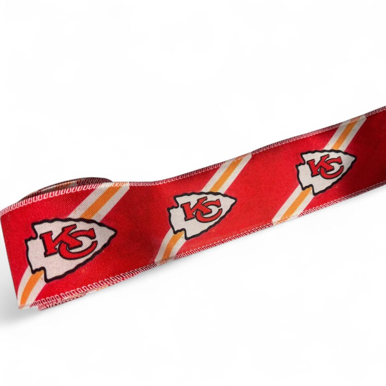 2.5 Inch Wired Chiefs Football Sports Team Ribbon (sold in 10 yard roll) image 4