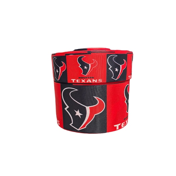 3" and 1.5" Houston Texans Block Football Printed Grosgrain Hair Bow Ribbon