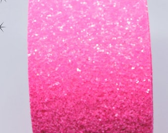 3" Wide Super Chunky Sparkle Neon Pink Cheer and Hair Bow Ribbon