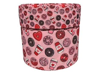 Valentine Hearts & Donuts Grosgrain Ribbon, Hair Bow Crafts (3 Yard)