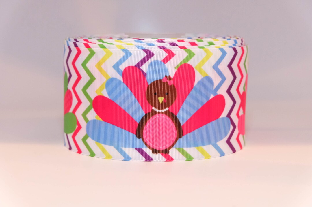 Rainbow Turkey Grosgrain Ribbon, Thanksgiving Cheer Bow (3 Inch, 3 ...