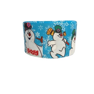 1.5 inch or 3 inch Wide Frosty the Snowman on Blue Printed Grosgrain Hair Bow Ribbon for Crafts