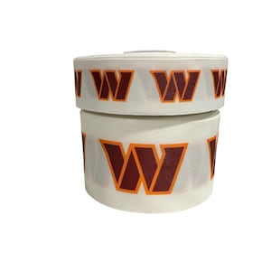 1.5 Inch or 3 Inch Wide Washington Commanders Football on Grosgrain Hair Bow Ribbon (sold in 3 yard increments)