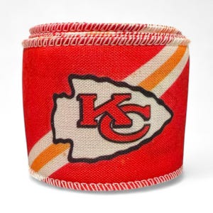 2.5 Inch Wired Chiefs Football Sports Team Ribbon (sold in 10 yard roll) image 3