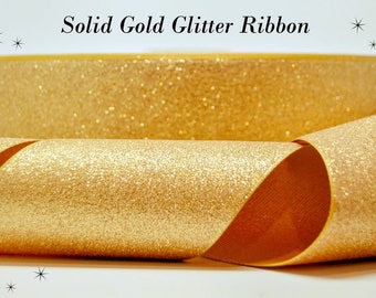 Sparkle Gold Ribbon, 3 Inch Wide, Cheer & Hair Bows (3 Yard)