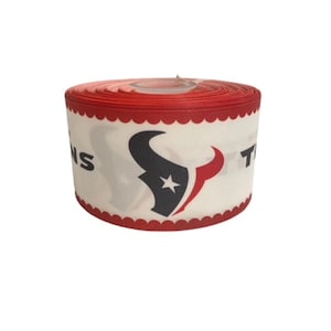 1.5 inch Houston Texans on White Football Printed Grosgrain Hair Bow Ribbon