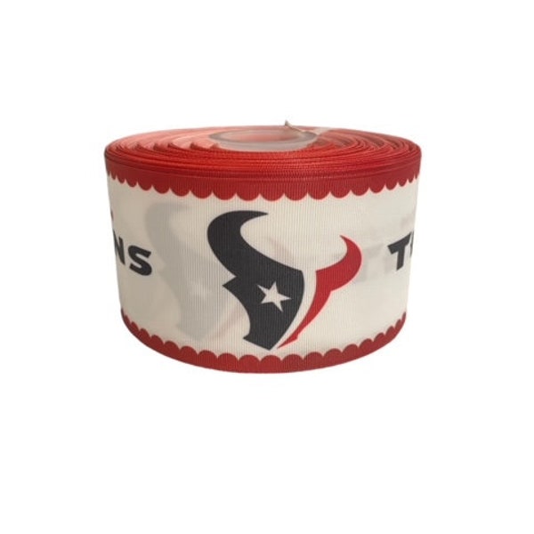 3" Houston Texans on White Football Printed Grosgrain Hair Bow Ribbon