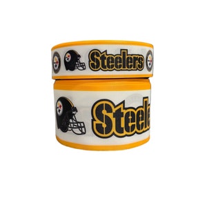 3" and 1.5" Wide Steelers Football Printed Grosgrain Hair Bow Ribbon