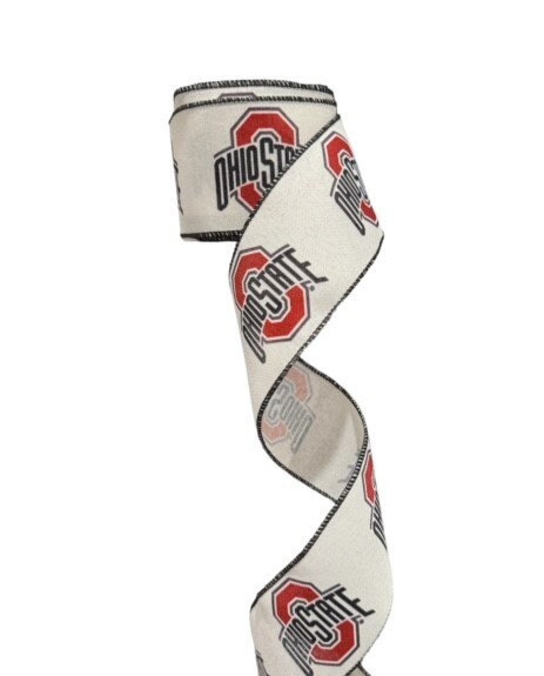 2.5 Inch Wired Red White College Collage on White Football Team Ribbon ...