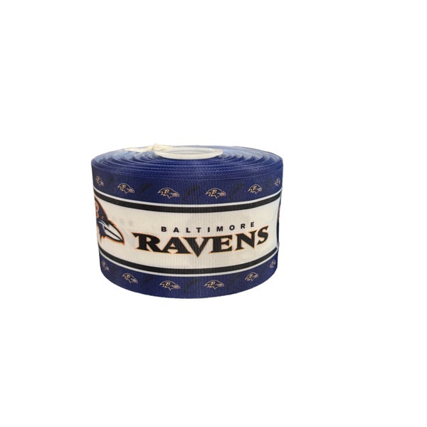 3" Wide Baltimore Ravens with Border Printed Grosgrain Cheer Bow Ribbon