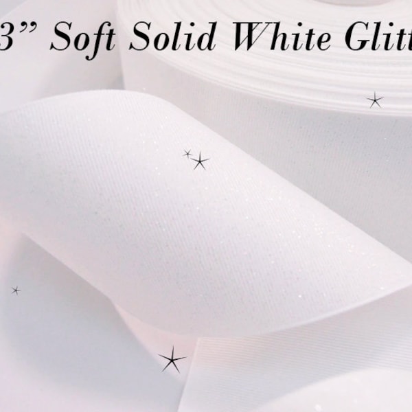 3" Wide Soft Sparkle White Cheer and Hair Bow Ribbon
