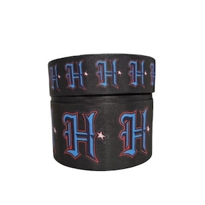 3&quot; or 1.5&quot; Houston Texans on Black Printed Grosgrain Hair Bow Ribbon