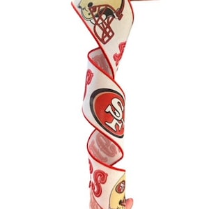 2.5" Wired Red and White 49ers Football Sports Team Ribbon