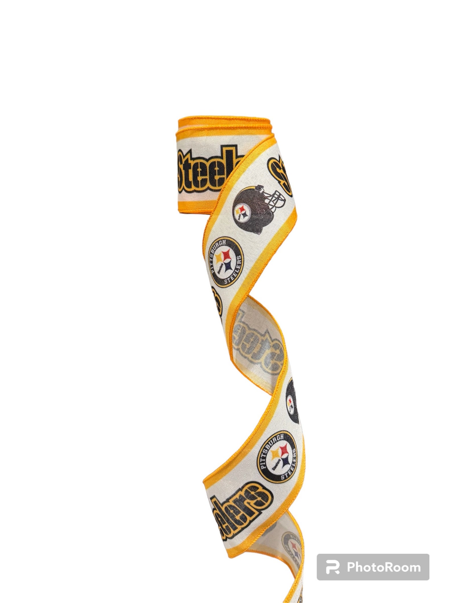 2.5 Inch Wired Steelers Football Sports Team Ribbon (sold in 10 Yard ...