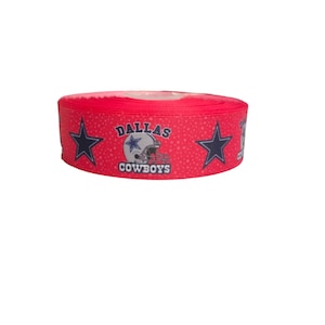 1.5&quot;  Wide Pink Dallas Cowboys Printed Grosgrain Hair Bow Ribbon