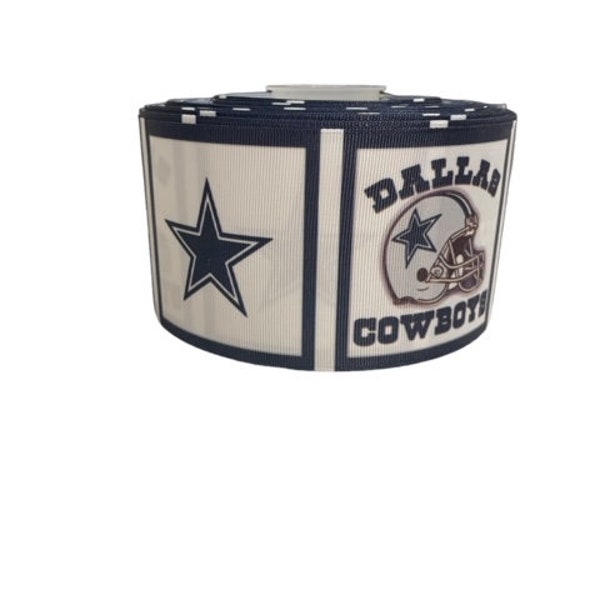 3"  Wide Block Dallas Cowboys Printed Grosgrain Hair Bow Ribbon