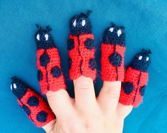 Vingerpoppetjes in de vorm van lieveheersbeestjes (educatief)