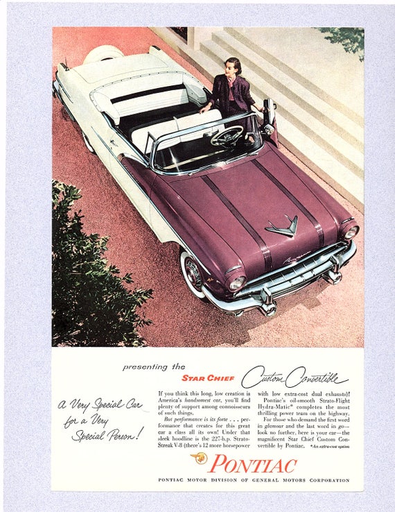 Vintage 1956 56 General Motors Pontiac Star Chief Convertible Etsy