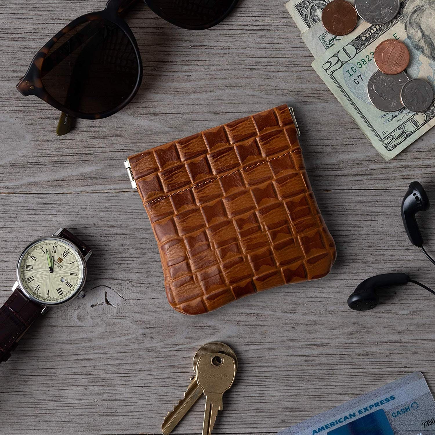 Genuine Leather Squeeze Coin Purse Coin Pouch Made IN U.S.A. Etsy