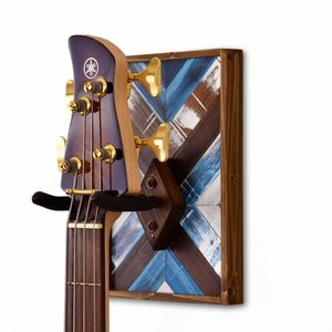 Blue Guitar Wall Mount - Guitar Mount - Guitar Hanger - Gifts for Husband - Guitar Hook - Guitar Stand - Gifts for Musicians