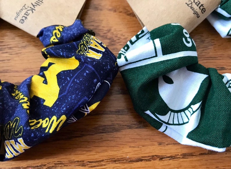 University of Michigan U of M Michigan State MSU Hair Scrunchie