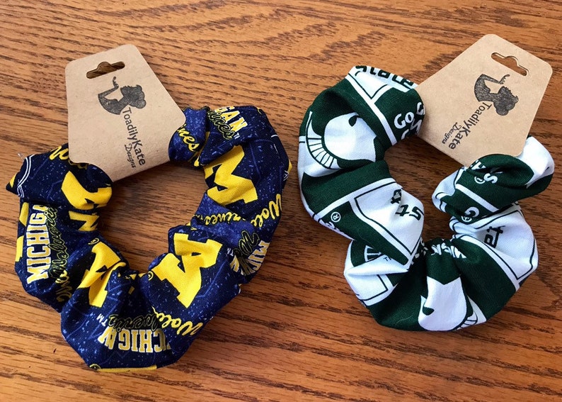 University of Michigan U of M Michigan State MSU Hair Scrunchie