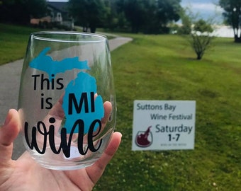 MI Wine Michigan Stemless Glass