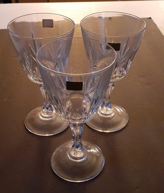 3 Luminarc Verrerie D'Arques France Crystal Wine Glasses